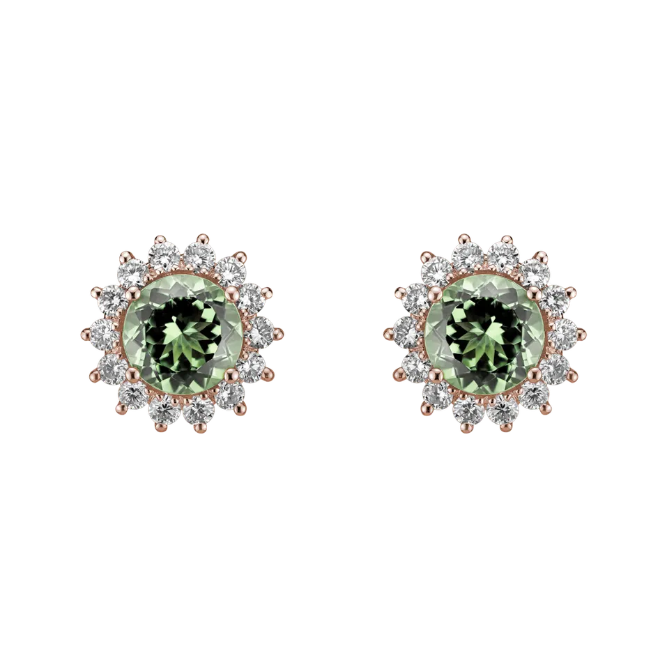 Diamond earrings with Amethyst Lilac Flower