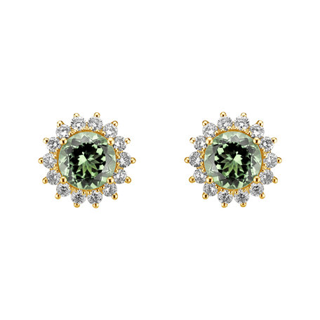 Diamond earrings with Amethyst Lilac Flower