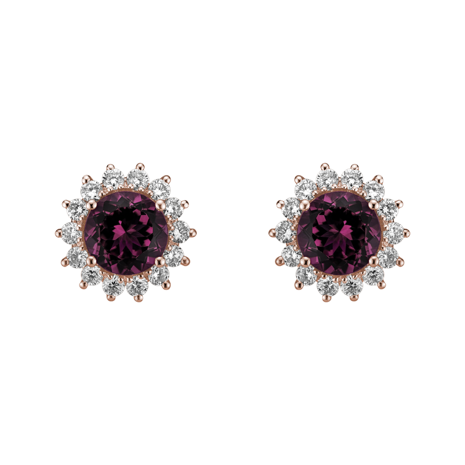 Diamond earrings with Rhodolite Stellar Hope