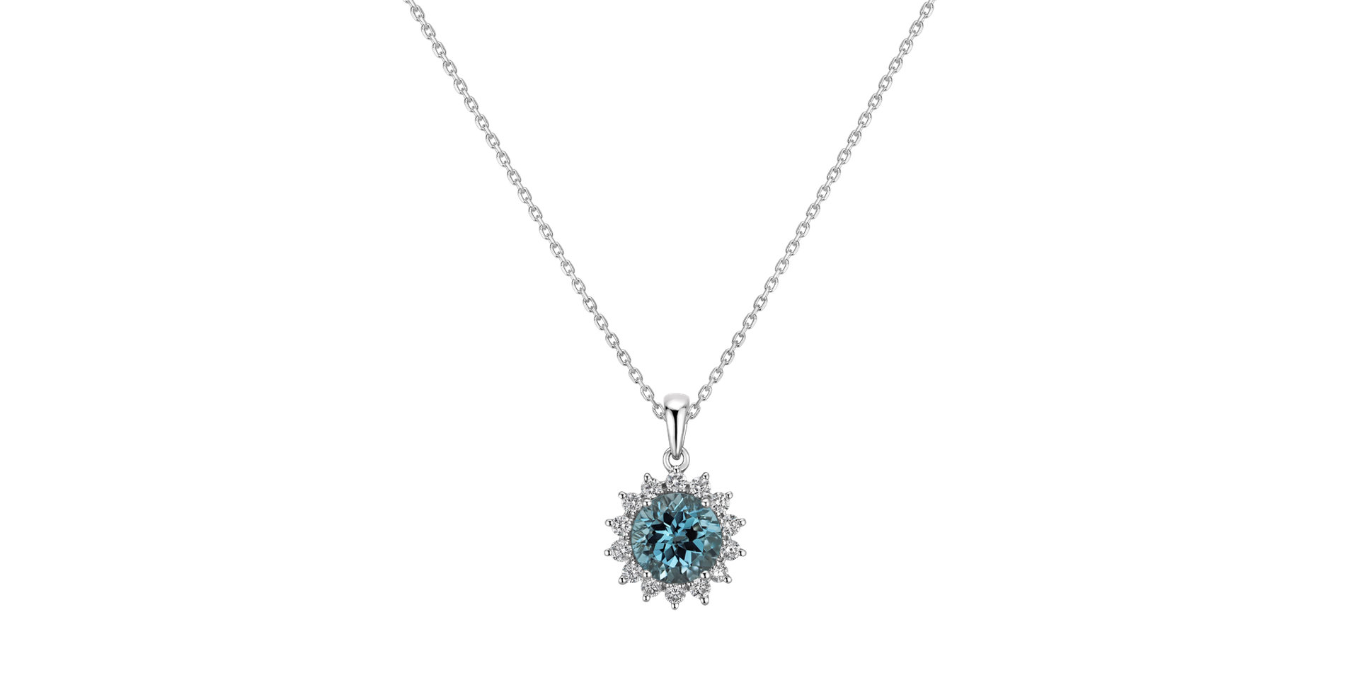 Diamond pendant with Topaz Sky Lilac Flower