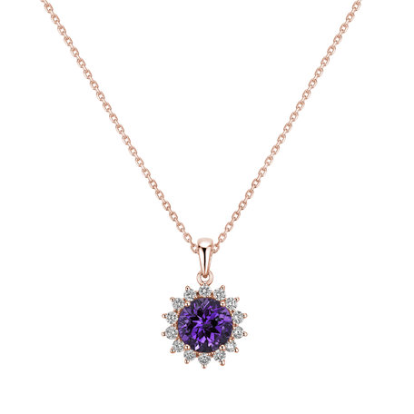 Diamond pendant with Amethyst Brazil Lilac Flower