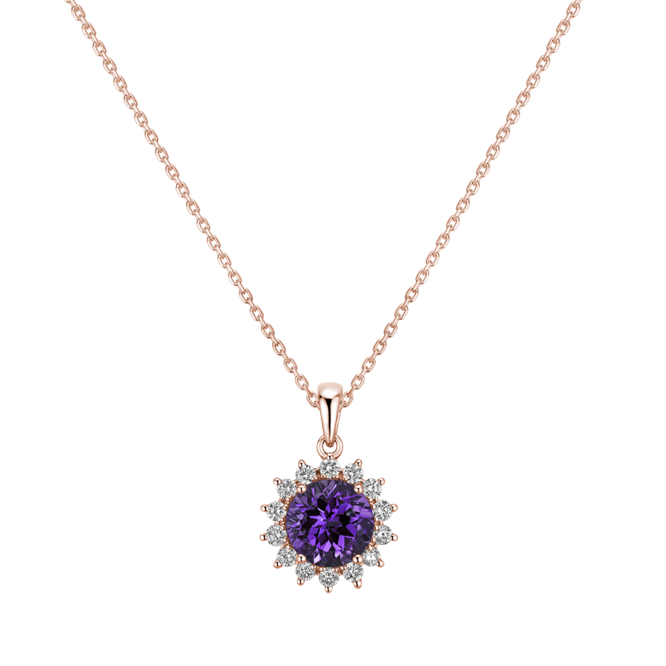 Diamond pendant with Amethyst Brazil Lilac Flower