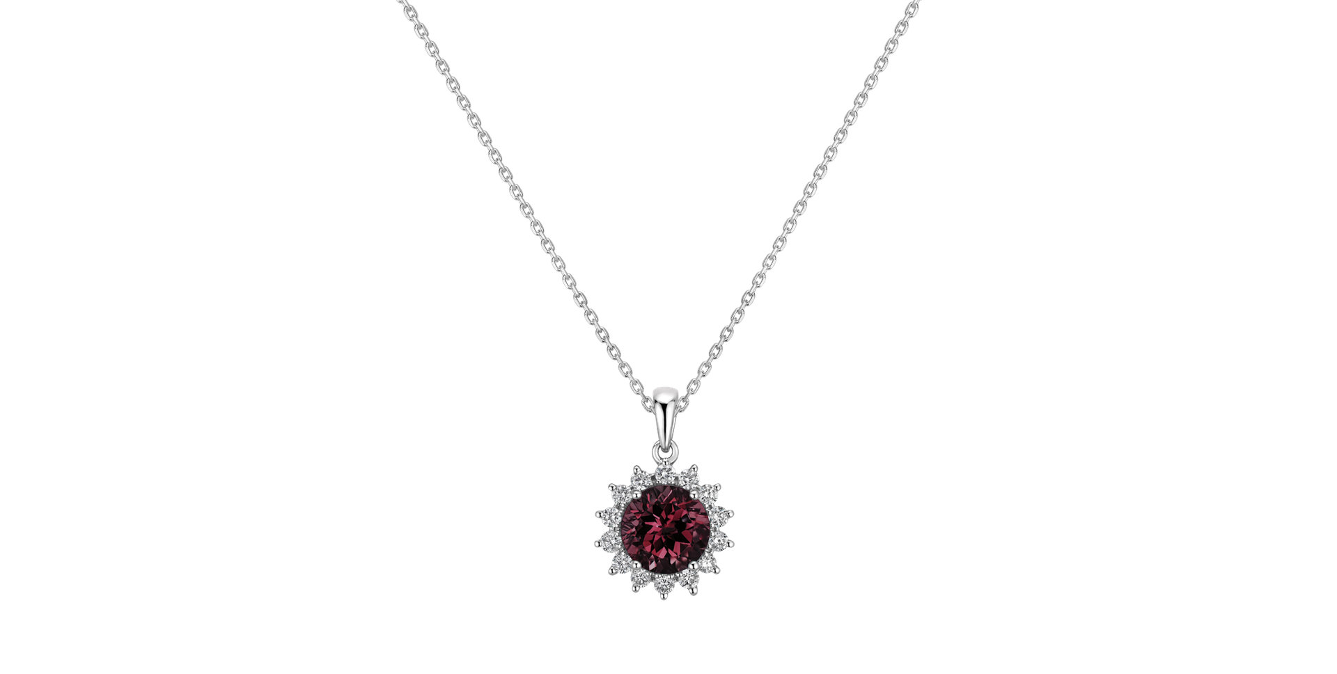 Diamond pendant with Rhodolite Lilac Flower