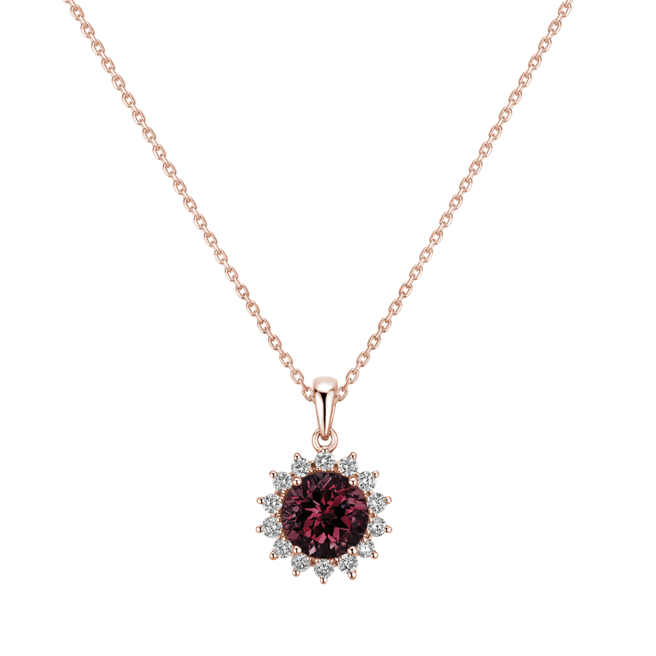 Diamond pendant with Rhodolite Lilac Flower