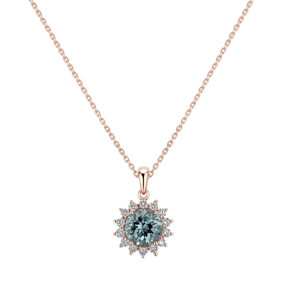 Diamond pendant with Topaz Sky Lilac Flower