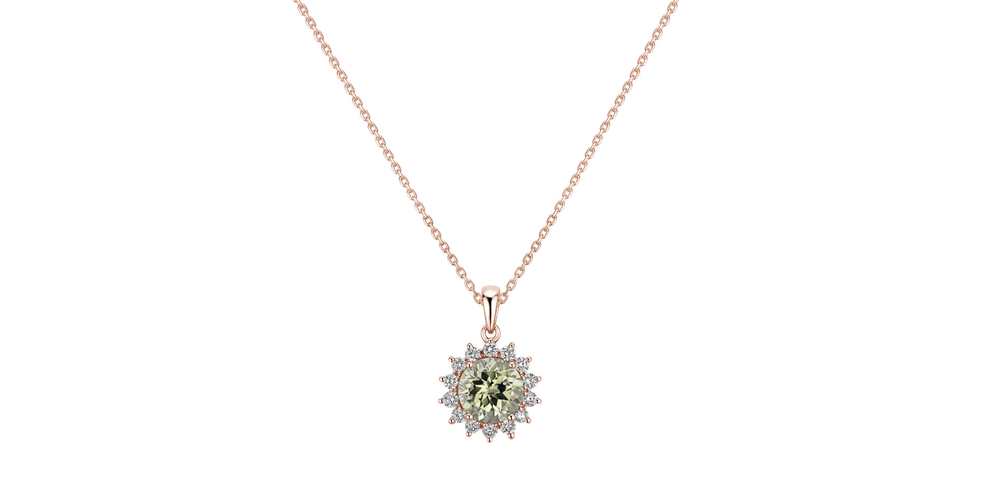 Diamond pendant with Amethyst Green Lilac Flower