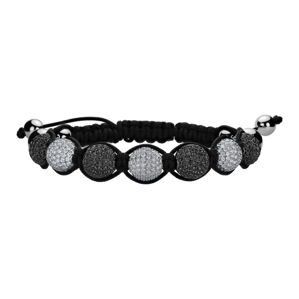 Bracelet with black and white diamonds Midnight Marbles