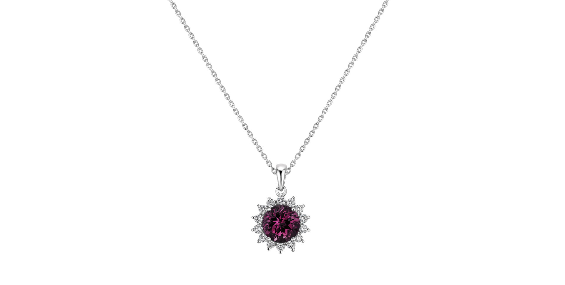 Diamond pendant with Rhodolite Magical Flora