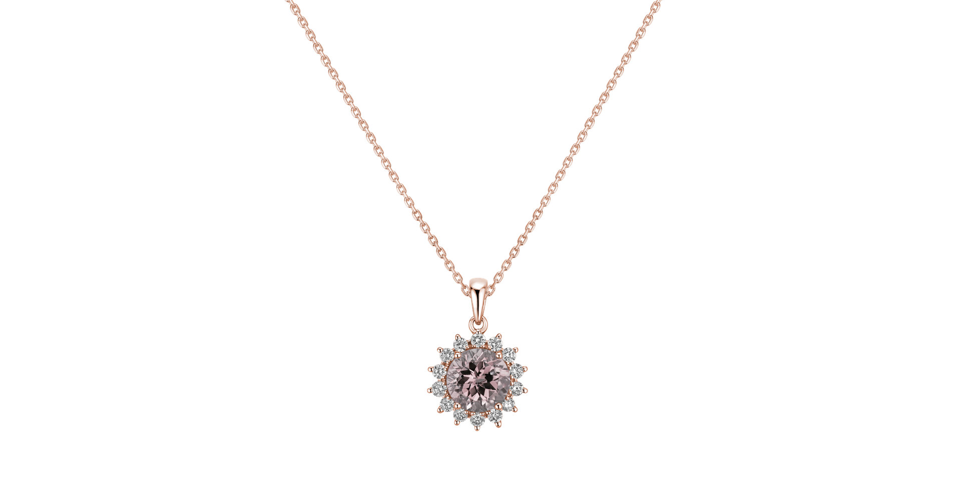 Diamond pendant with Morganite Magical Flora