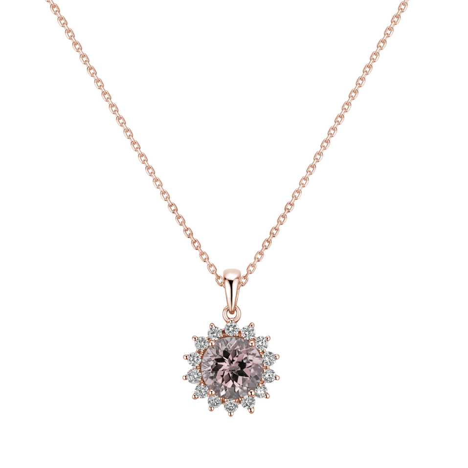 Diamond pendant with Morganite Magical Flora