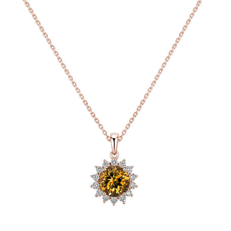 Diamond pendant with Citrine Lilac Flower
