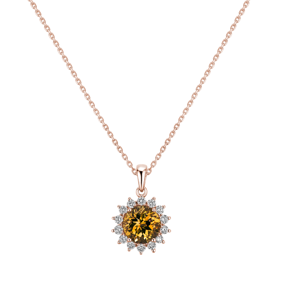 Diamond pendant with Citrine Lilac Flower
