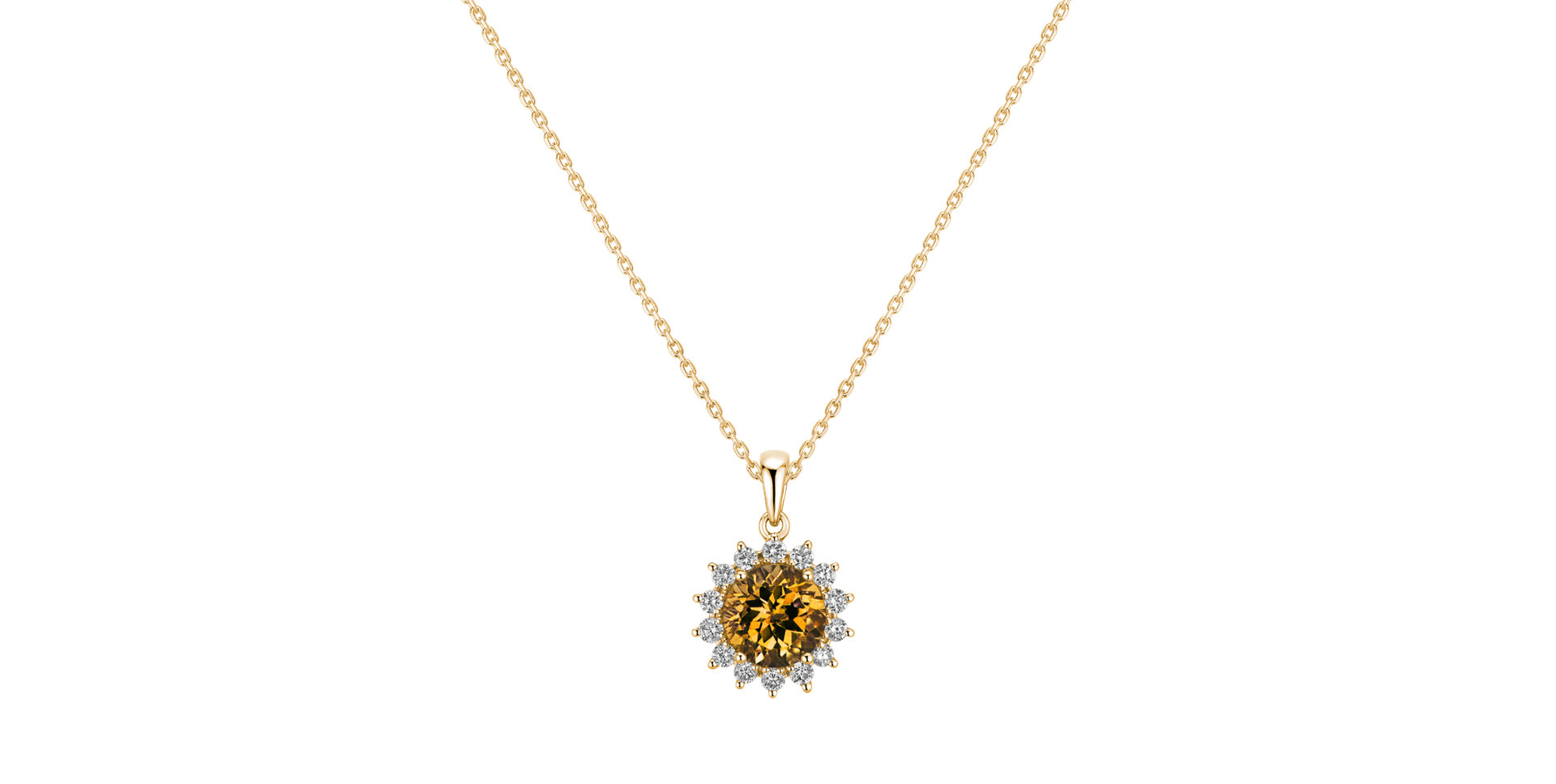 Diamond pendant with Citrine Lilac Flower