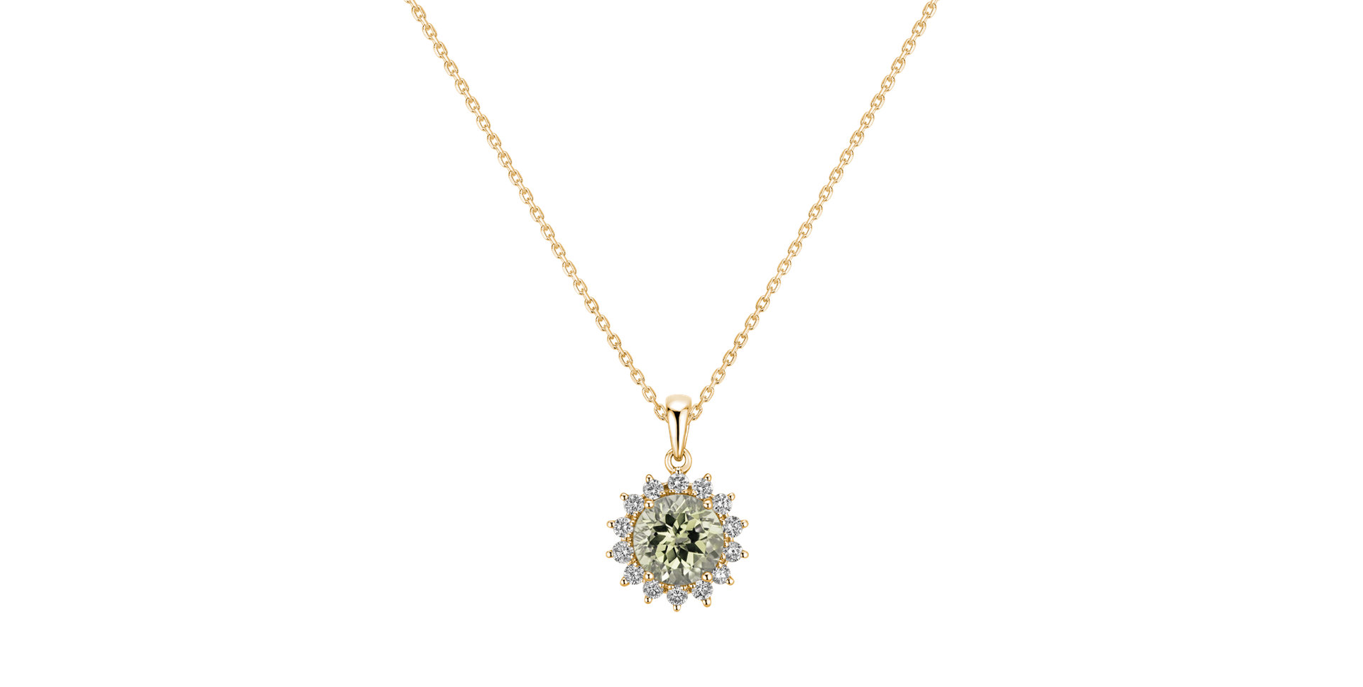 Diamond pendant with Amethyst Green Lilac Flower