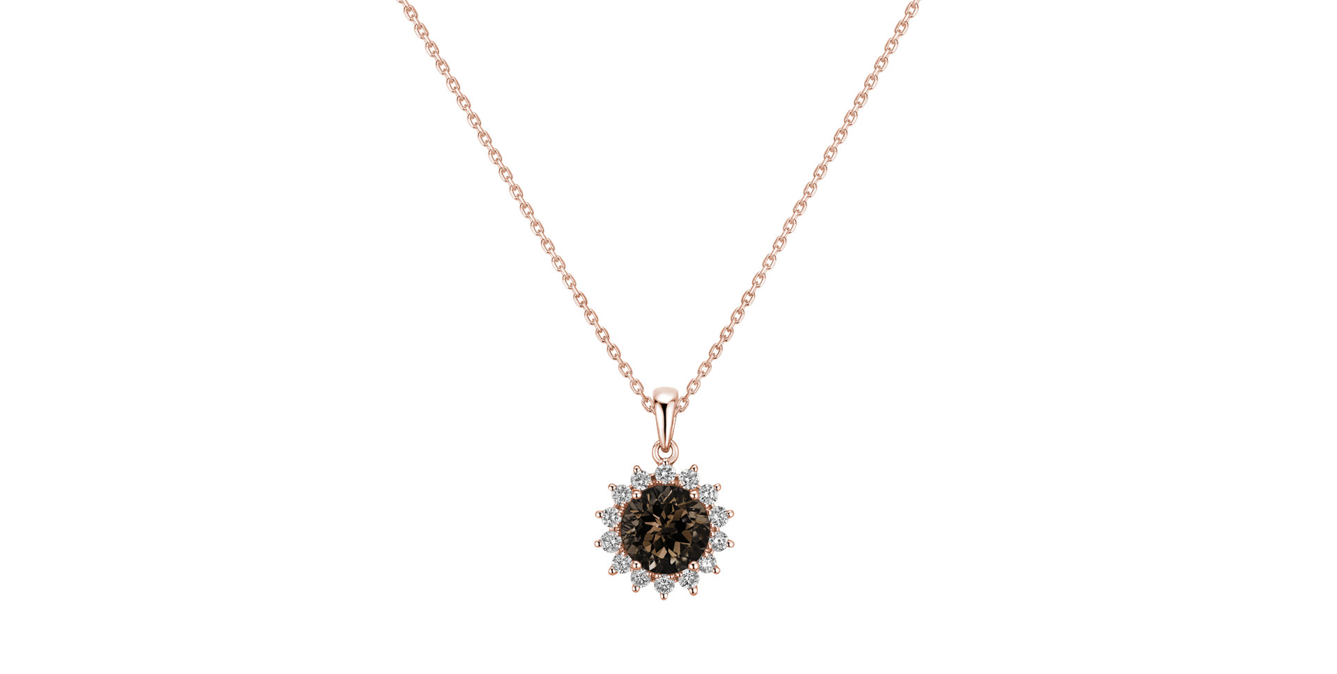 Diamond pendant with Smoky Quartz Lilac Flower