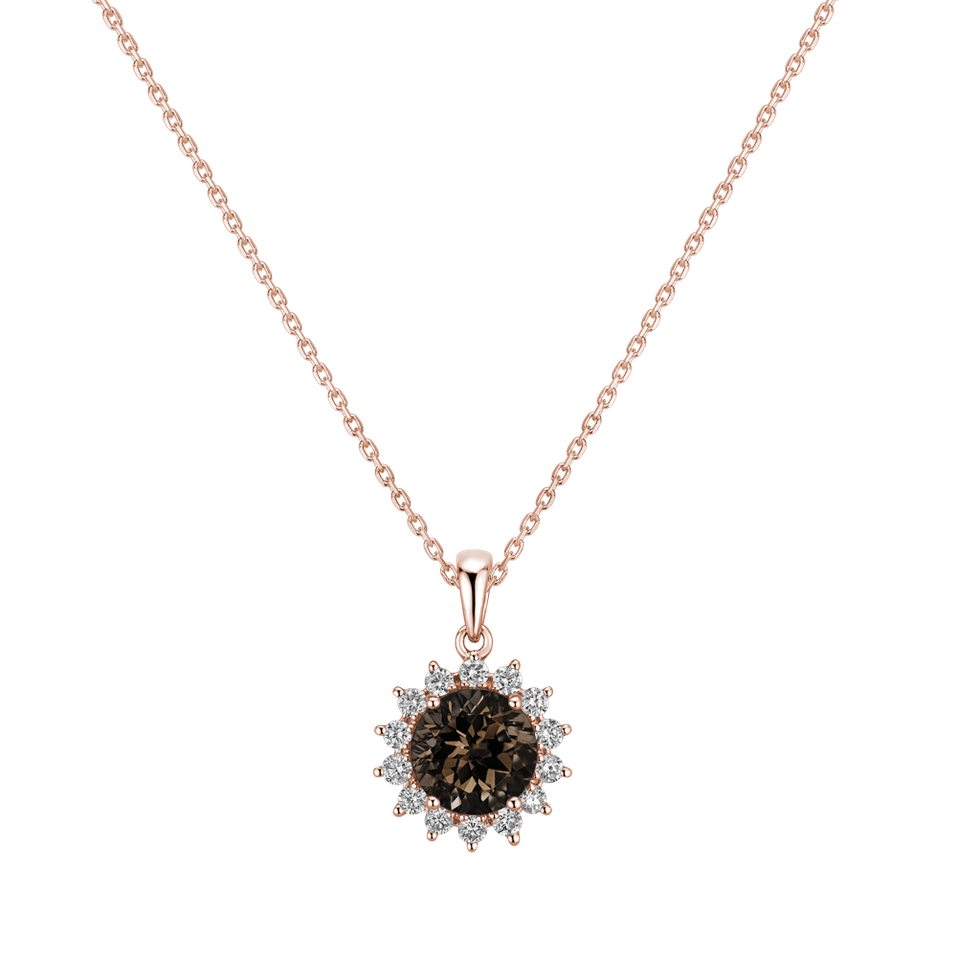 Diamond pendant with Smoky Quartz Lilac Flower