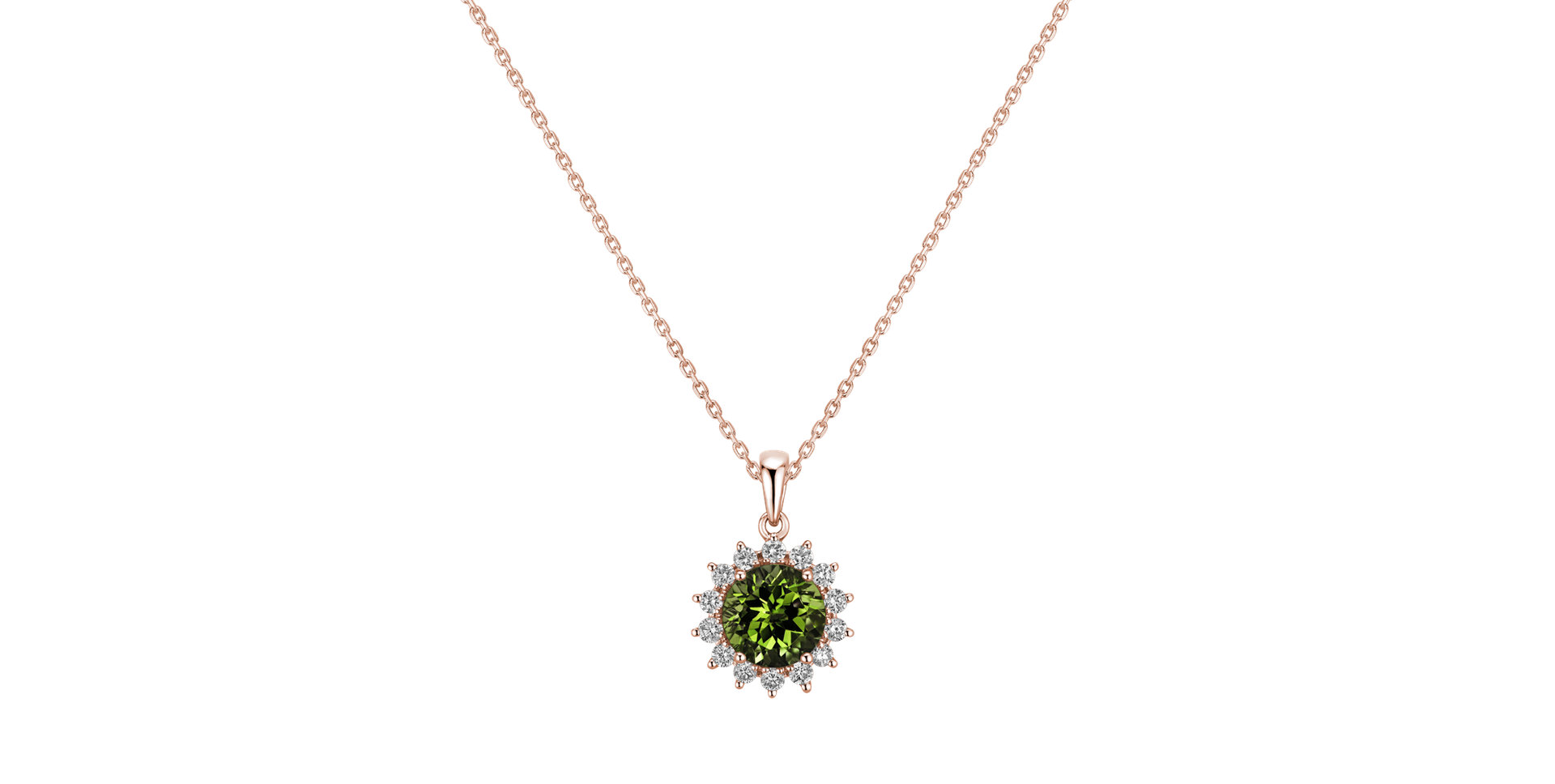 Diamond pendant with Peridot Lilac Flower