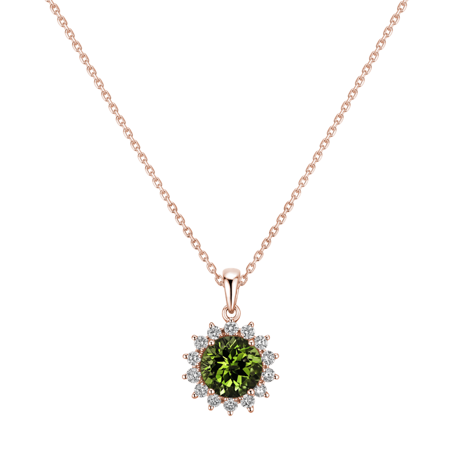 Diamond pendant with Peridot Lilac Flower