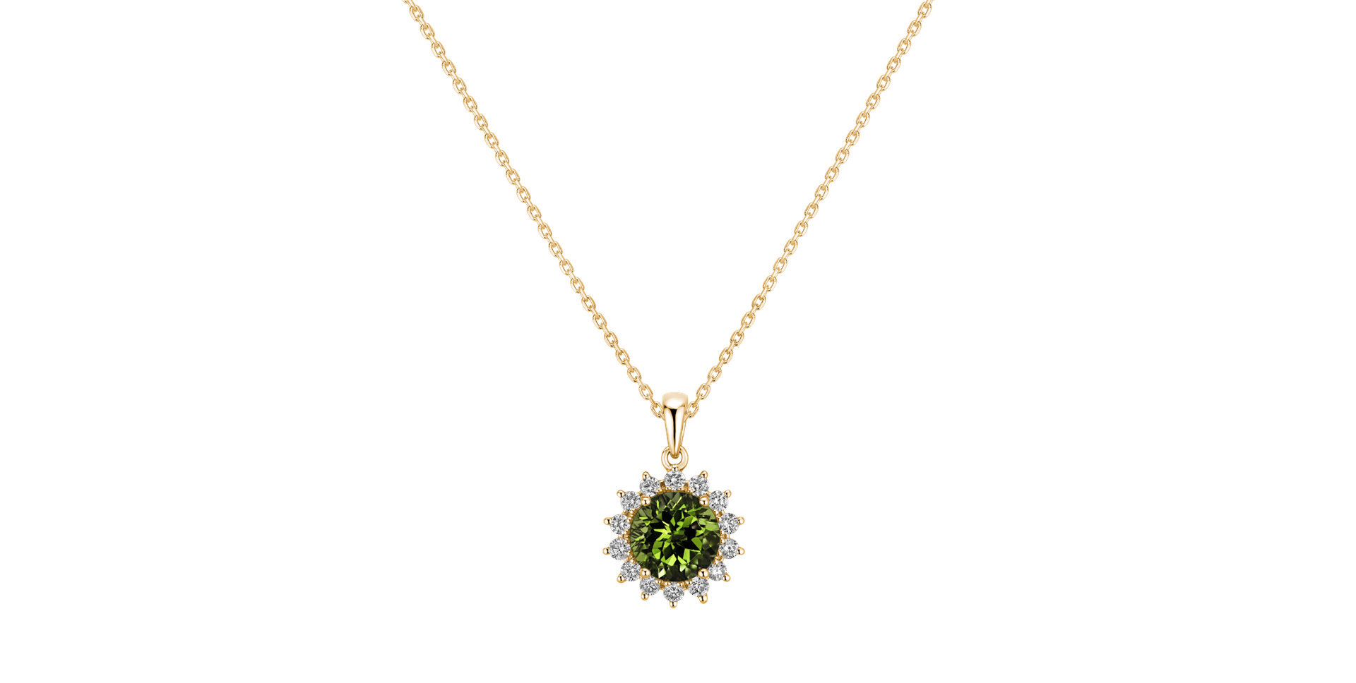 Diamond pendant with Peridot Lilac Flower