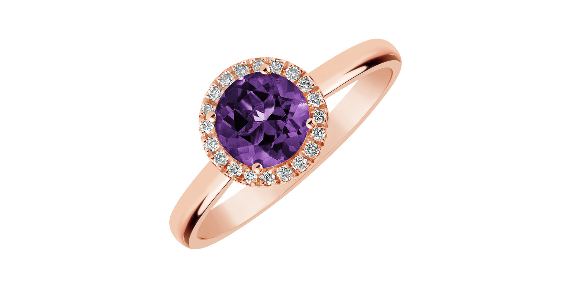 Diamond ring with Amethyst Brazil Bonbon