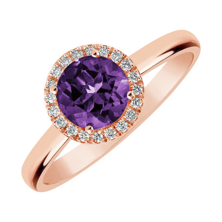 Diamond ring with Amethyst Brazil Bonbon