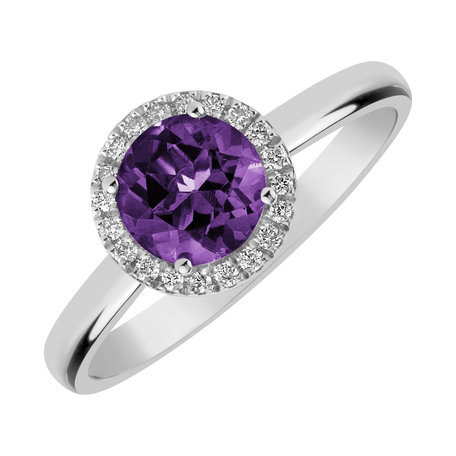Diamond ring with Amethyst Brazil Bonbon