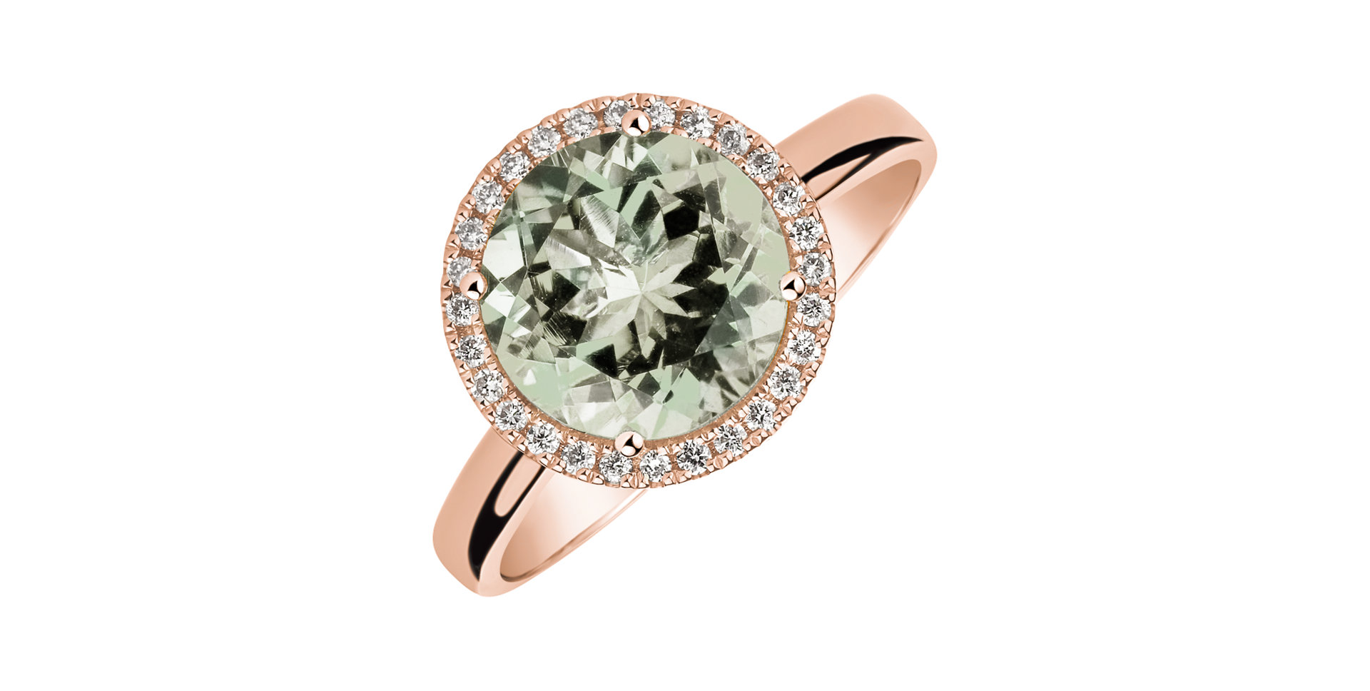 Diamond ring with Amethyst Green Bonbon