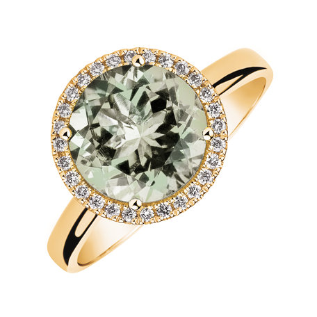 Diamond ring with Amethyst Green Bonbon