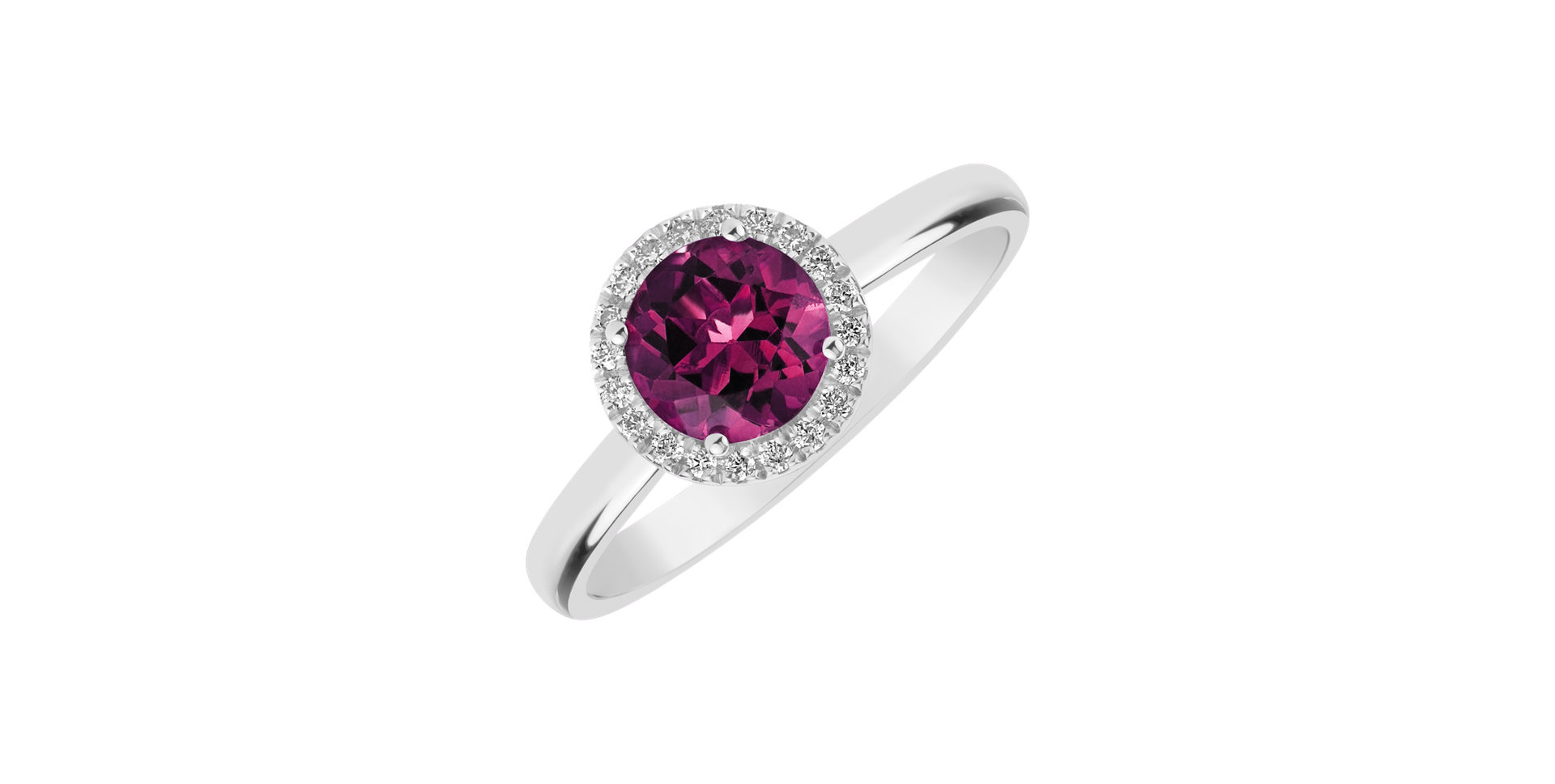 Diamond ring with Rhodolite Violette
