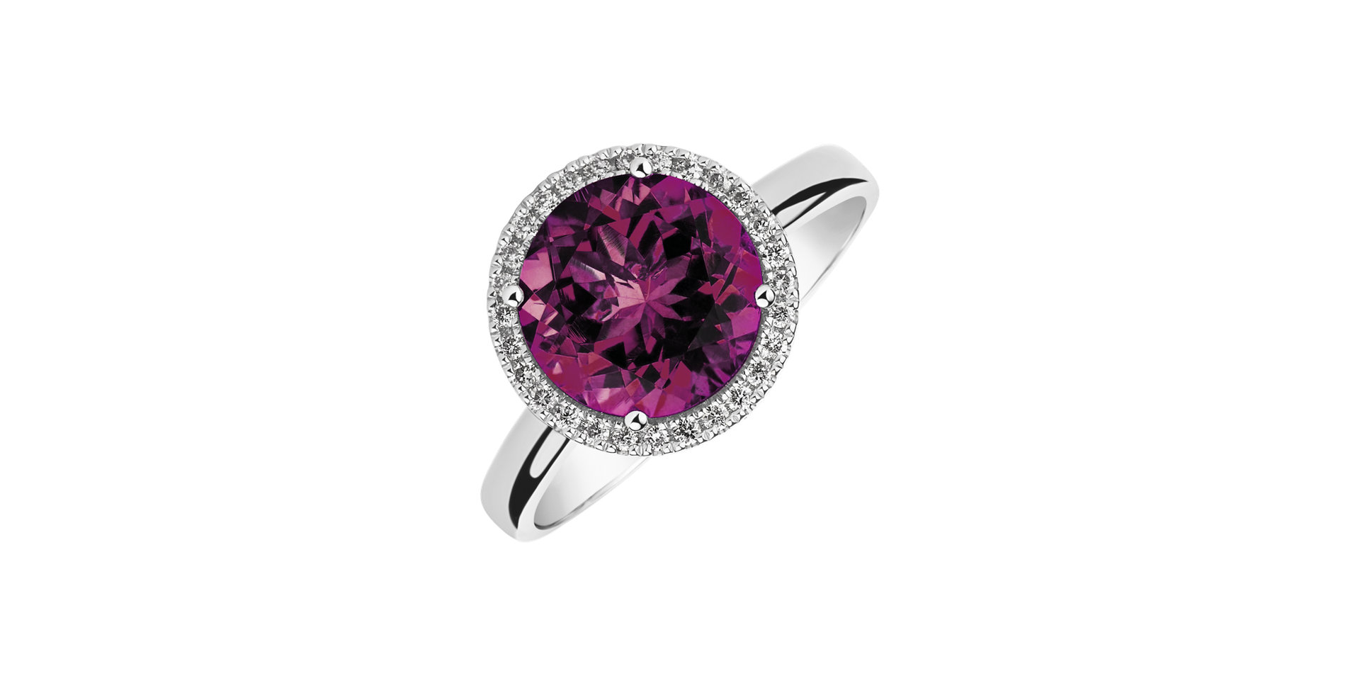 Diamond ring with Rhodolite Violette