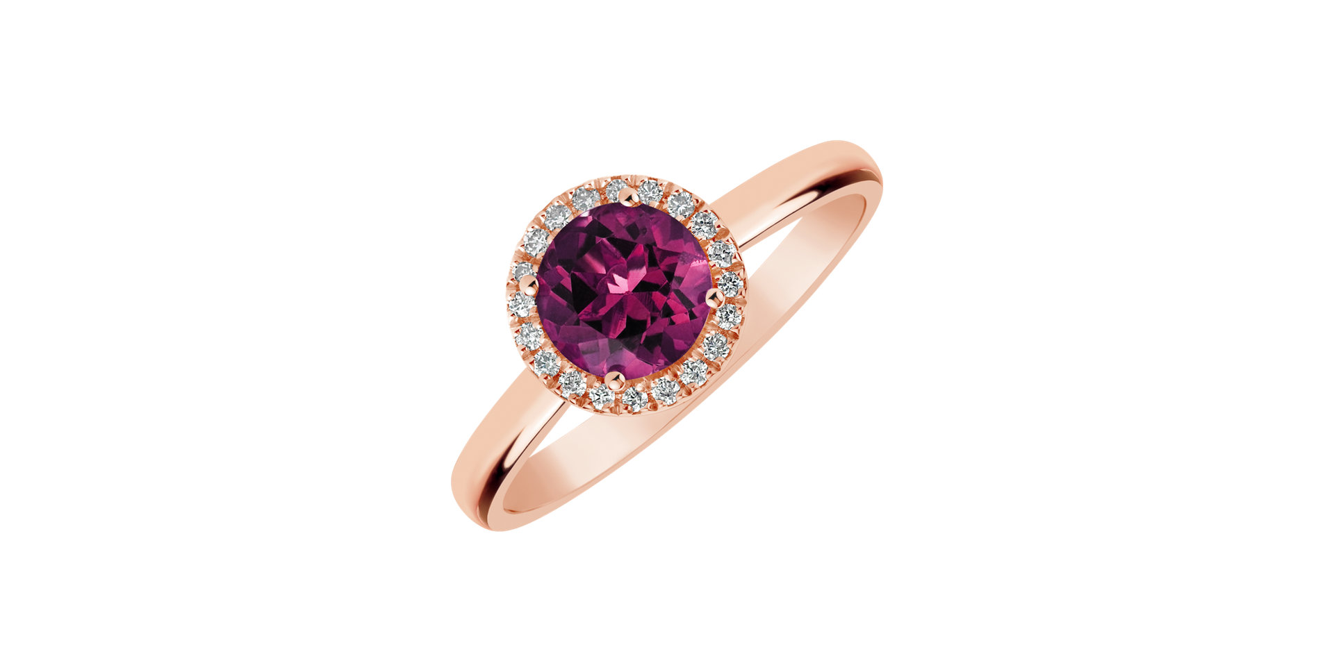 Diamond ring with Rhodolite Violette