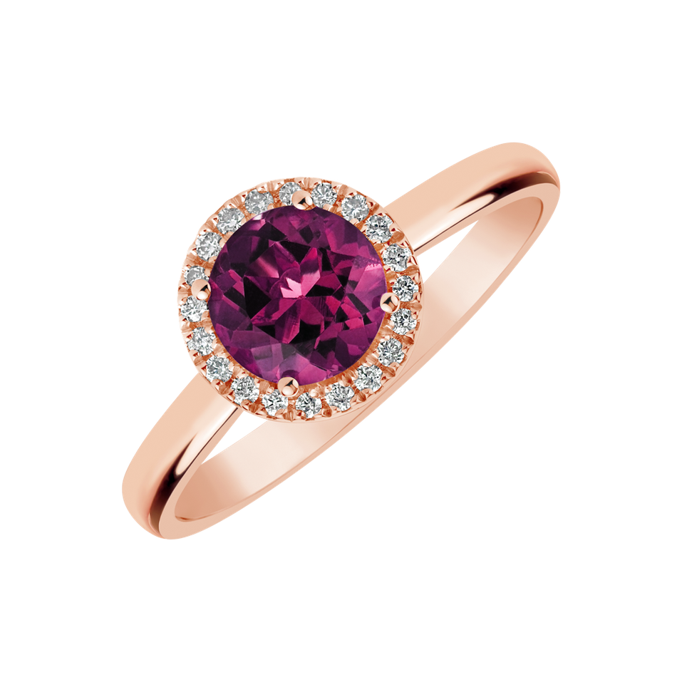 Diamond ring with Rhodolite Violette