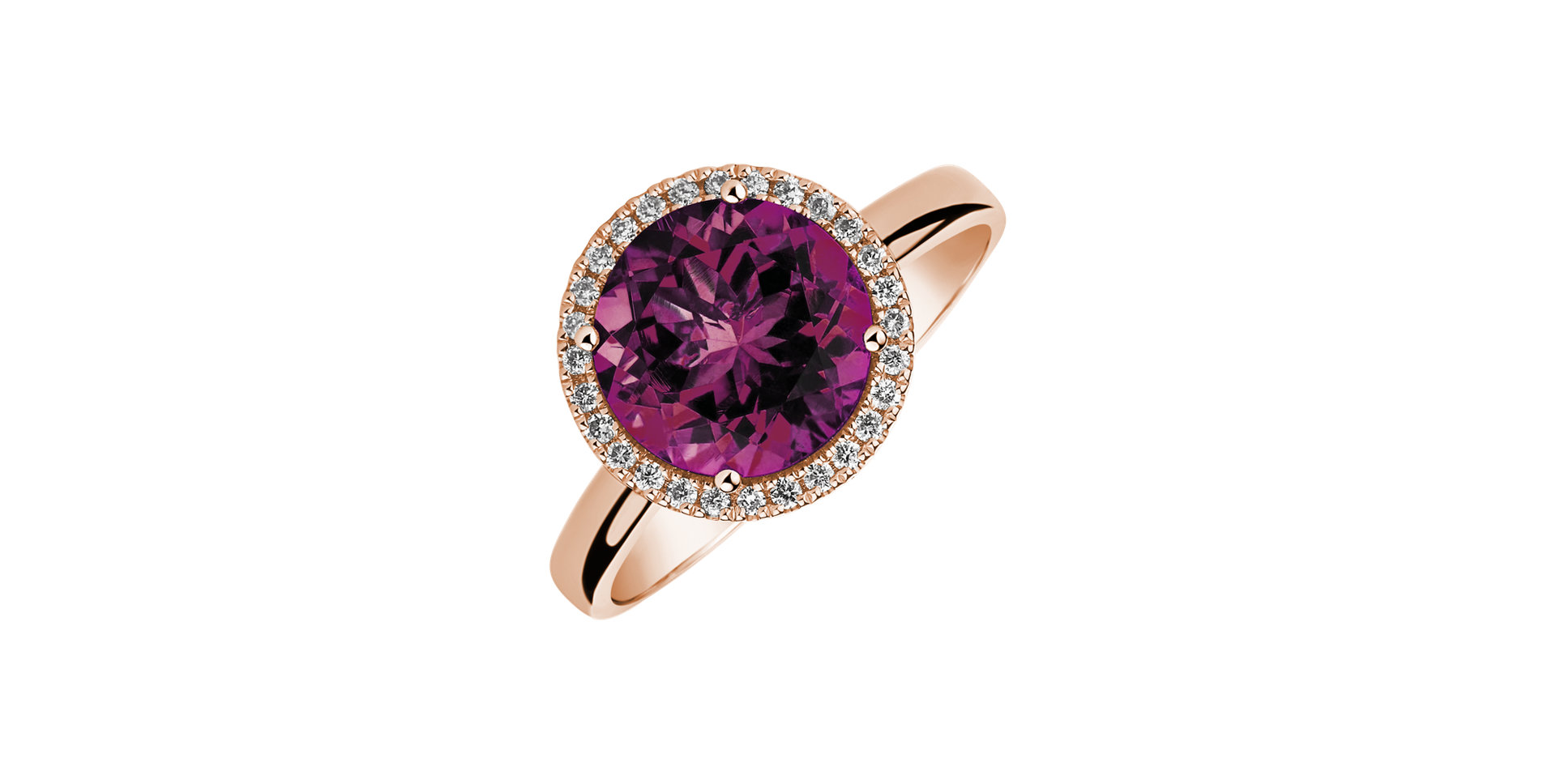 Diamond ring with Rhodolite Violette