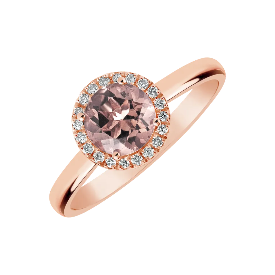 Diamond ring with Morganite Violette