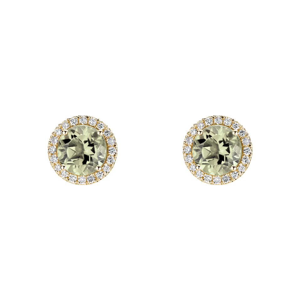 Diamond earrings with Amethyst Green Eternal Sunshine