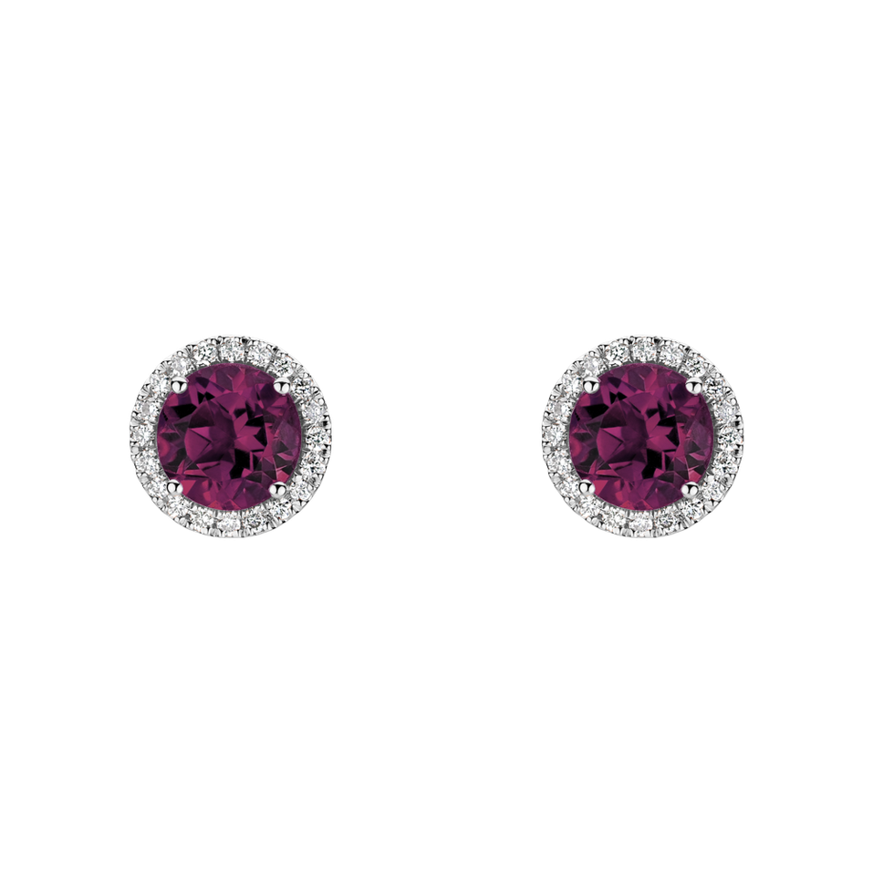 Diamond earrings with Rhodolite Eternal Sunshine
