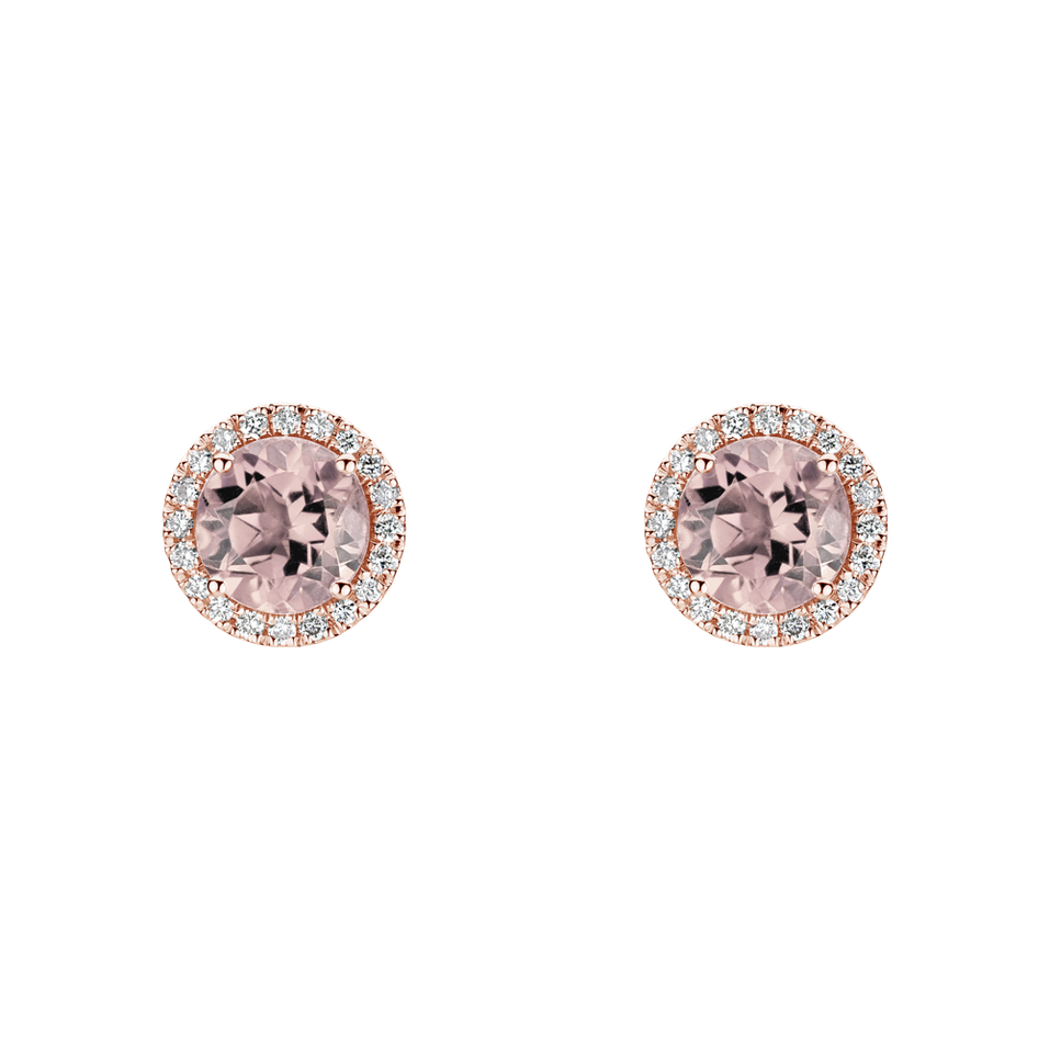 Diamond earrings with Morganite Eternal Sunshine