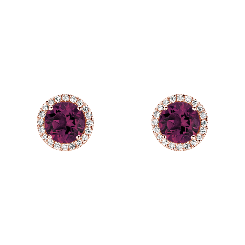 Diamond earrings with Rhodolite Eternal Sunshine
