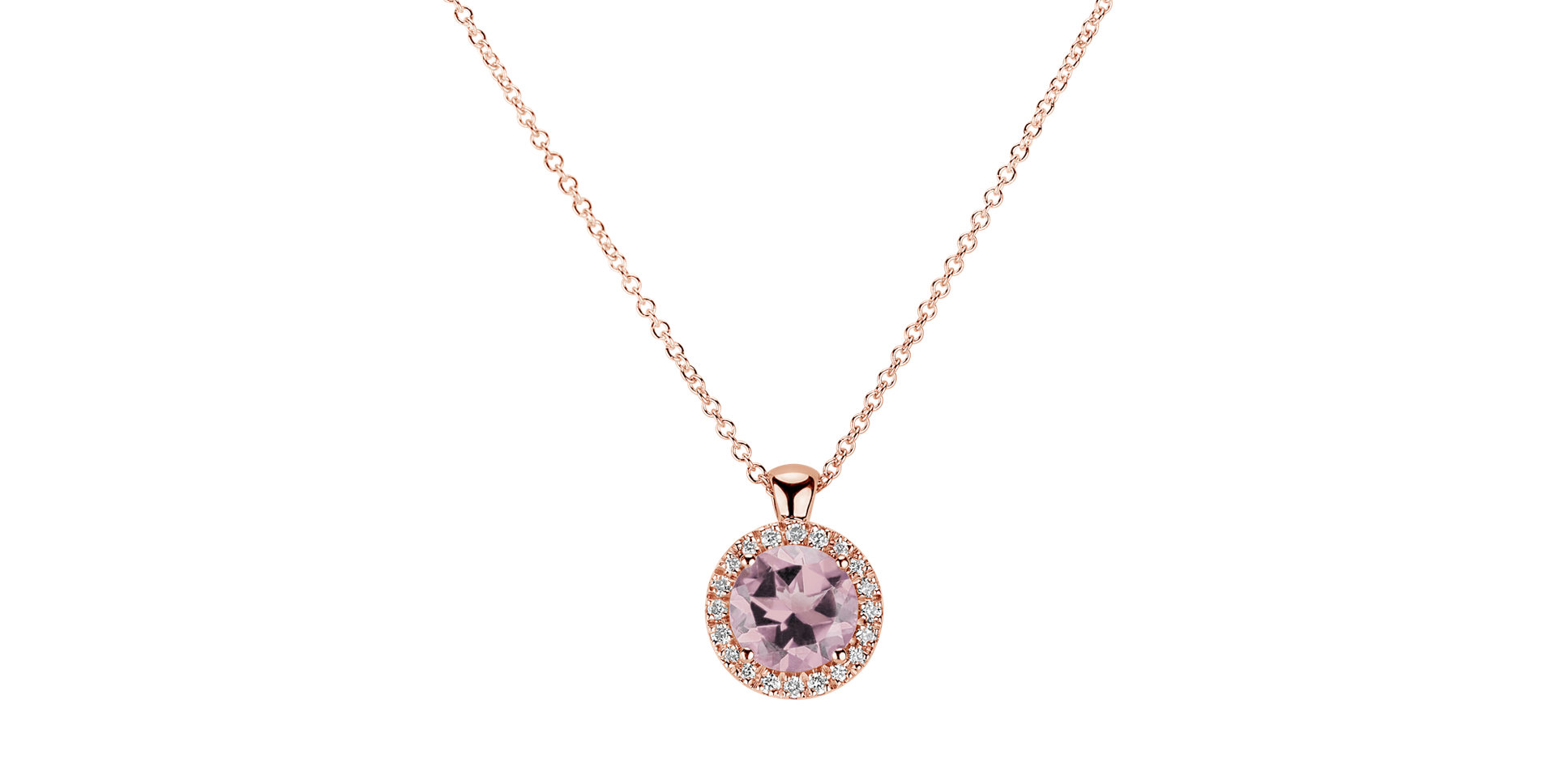 Diamond necklace with Rose Quartz Luxury Bonbon