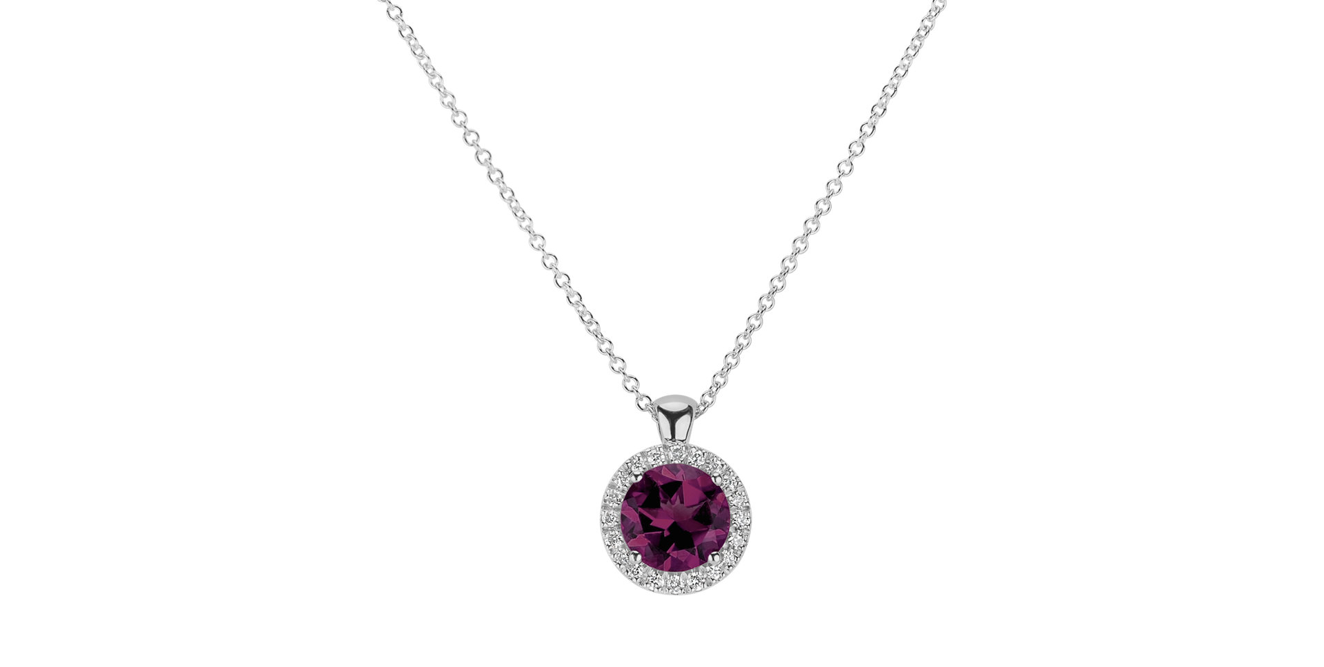 Diamond necklace with Rhodolite Moondust