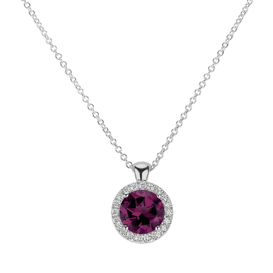 Diamond necklace with Rhodolite Moondust