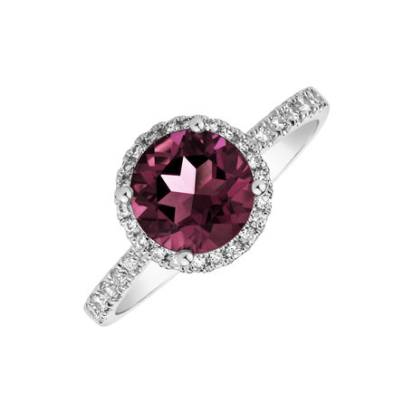 Diamond ring with Rhodolite Noble Lagoon