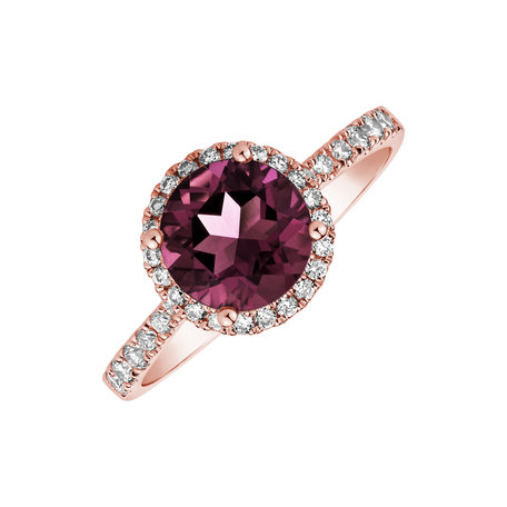 Diamond ring with Rhodolite Noble Lagoon