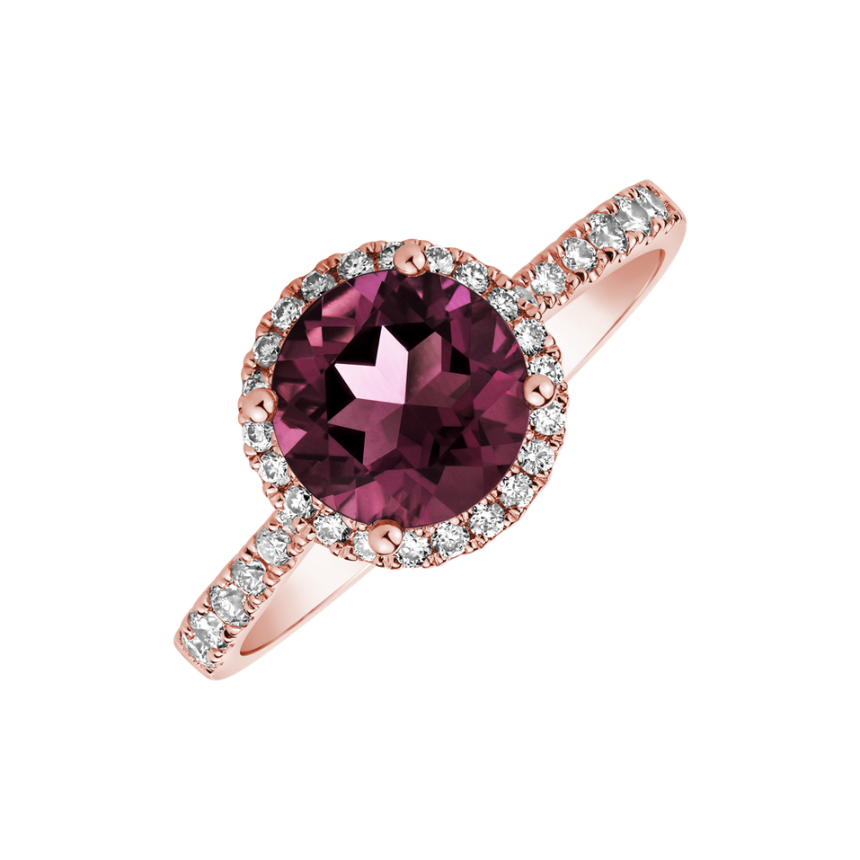 Diamond ring with Rhodolite Noble Lagoon