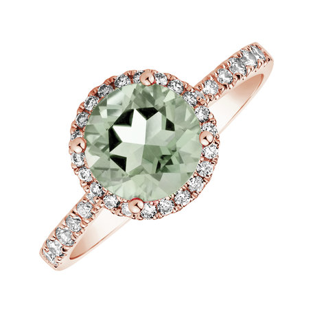 Diamond ring with Amethyst Green Sparkly Bonbon