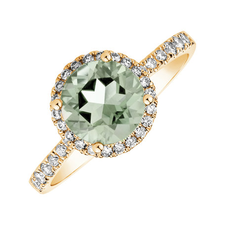 Diamond ring with Amethyst Green Sparkly Bonbon
