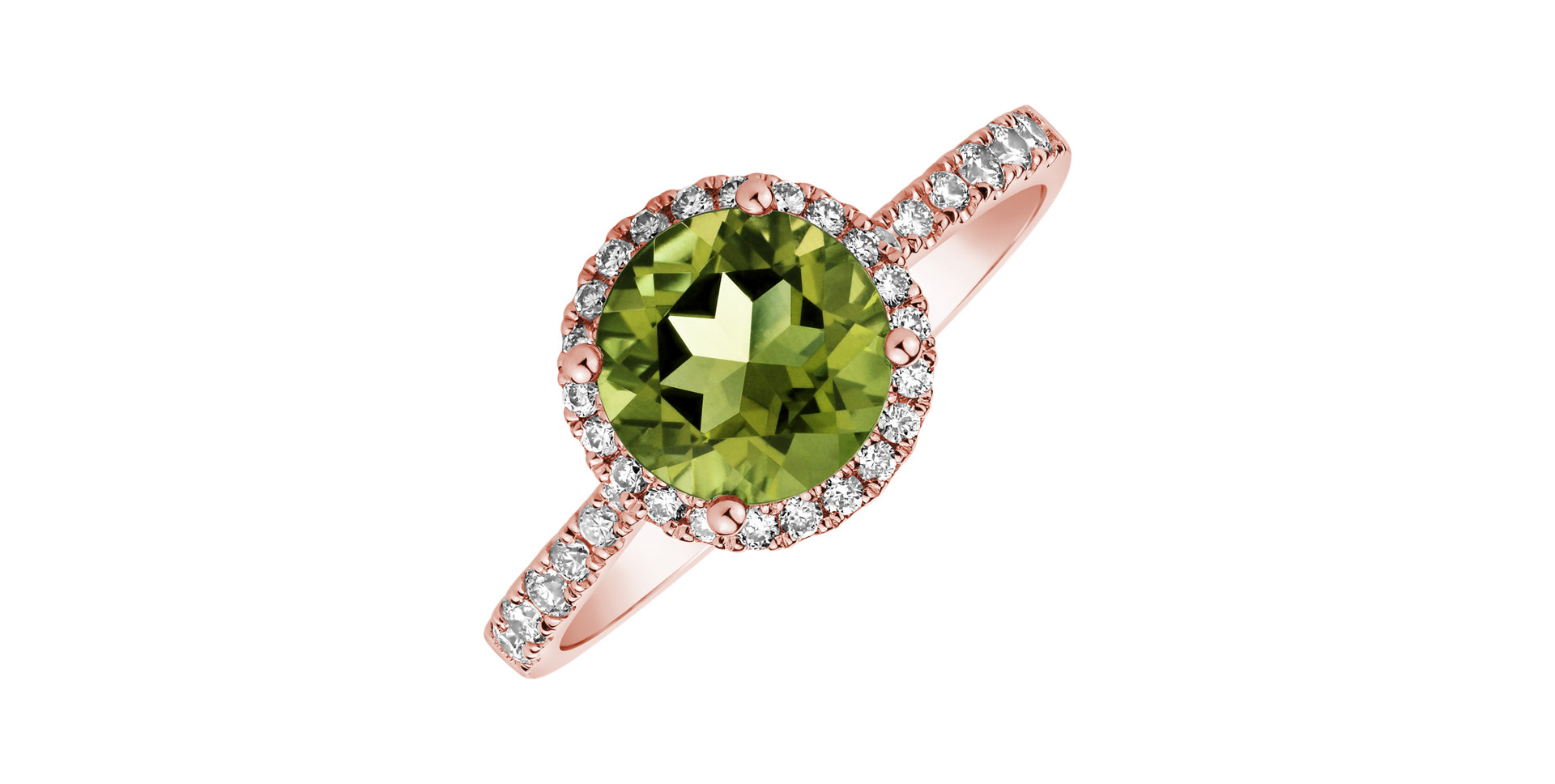 Diamond ring with Peridot Sparkly Bonbon
