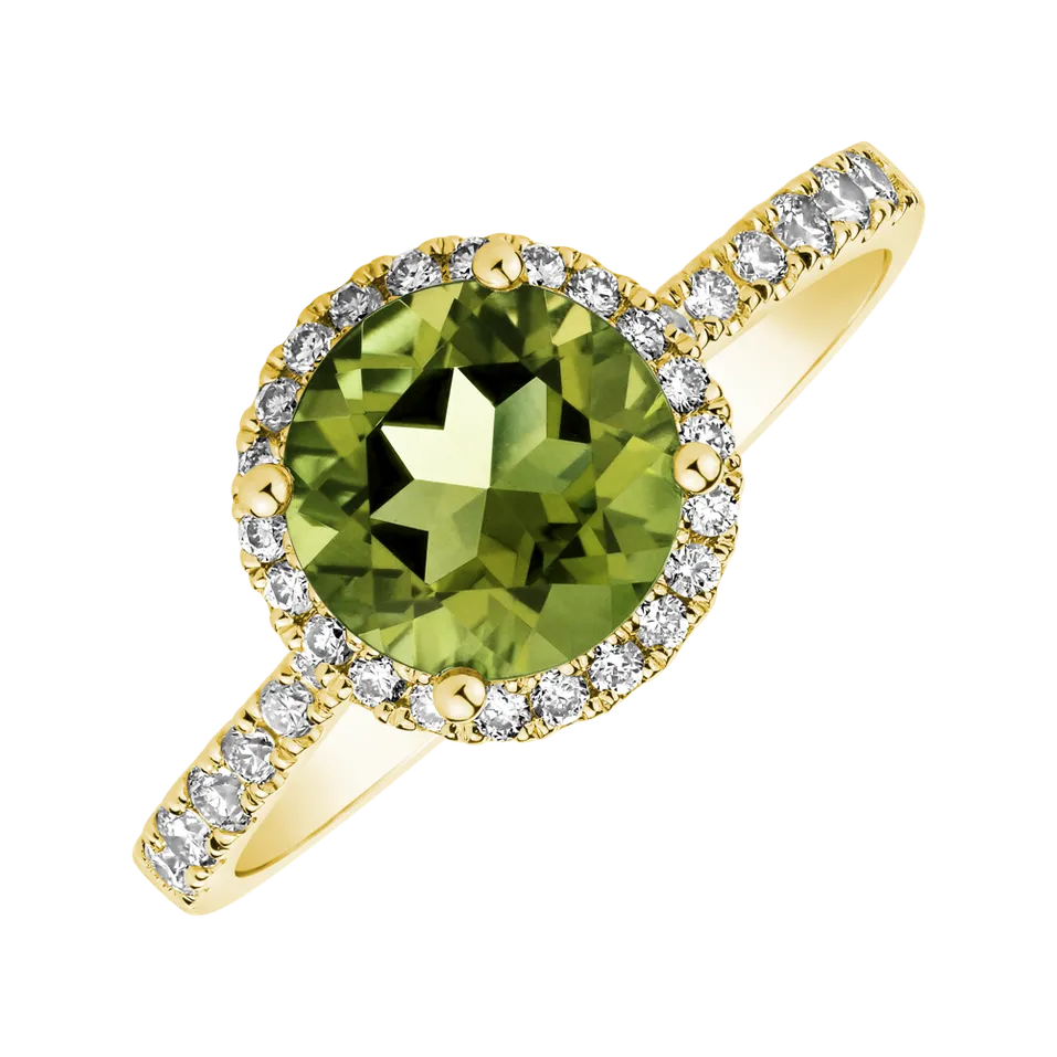 Diamond ring with Peridot Sparkly Bonbon