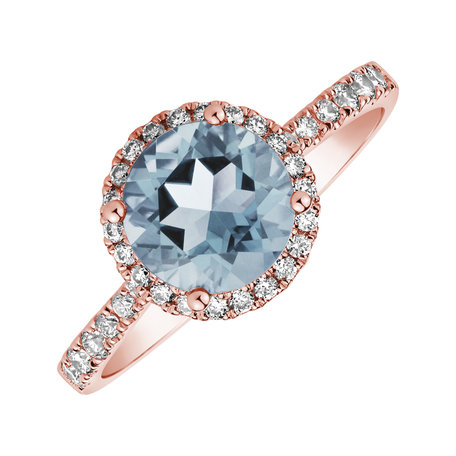 Diamond ring with Topaz Sky Sparkly Bonbon