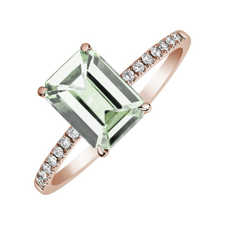 Diamond ring with Amethyst Green Perfect Promise
